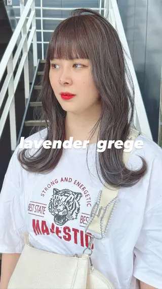 セミロング カラー 盛れる前髪/レイヤー カット/艶髪髪質改善のヘアスタイル