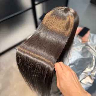 ロング パーマ ブリーチなしカラー I 髪質改善Ⅰたつやのヘアスタイル