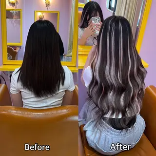 ロング シール＋ちび編み込み エクステ梅田🐨のヘアスタイル