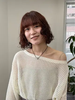 ミディアム カラー パーマ era所属・azumi/ボブ/暖 色/オリーブ/縮毛のヘアスタイル