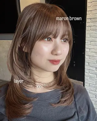 ショート カラー レイヤー🩰顔まわり /透明感/kanaのヘアスタイル