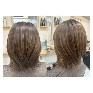 ミディアム レイヤーカット・ 縮毛矯正 星野のヘアスタイル