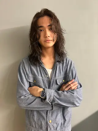 セミロング カラー パーマ メンズ DIXBON所属・メンズパーマ ナカムラヒロトのヘアスタイル