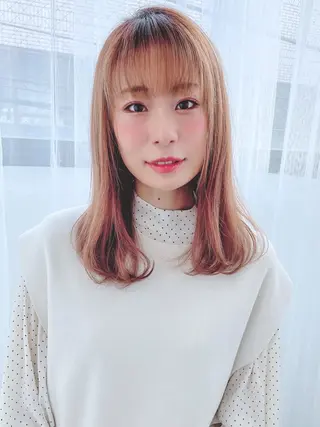 ミディアム カラー パーマ ヘアアレンジ 美髪矯正 Rioのヘアスタイル