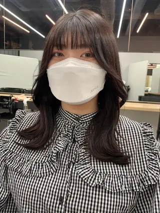 ミディアム カラー 透明感/オリーブ/ グレージュ/YUKAのヘアスタイル