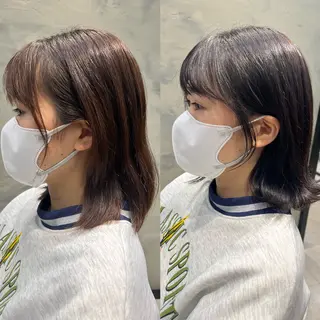 ミディアム カラー ヘアアレンジ _WHITE鳳所属・ミルクティーベージュ ハイライトヘアHIのヘアスタイル