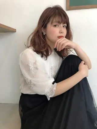 ミディアム カラー パーマ 【23時まで営業】 酒井啓佑のヘアスタイル