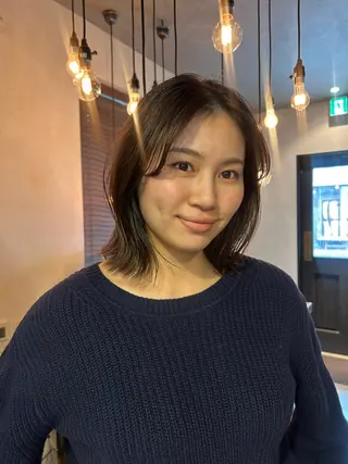 ミディアム カラー パーマ レイヤー/透明感/ ブリーチなし/わかなのヘアスタイル