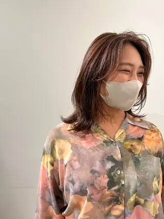 ミディアム カラー ✨ハイライトの達人 ボブ/ショート/雪下のヘアスタイル