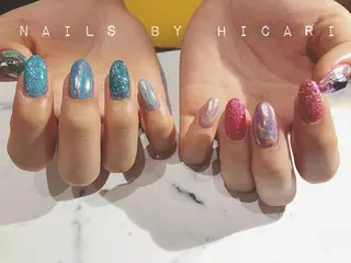 ショート カラー ネイル マツエク・マツパ illum hicariのネイルデザイン