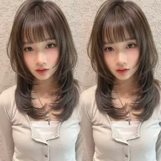 ミディアム カラー レイヤー/髪質改善 Lond ambreのヘアスタイル