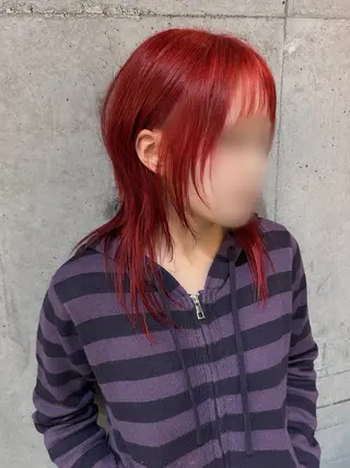 セミロング カラー 韓国リアルハッシュ レイヤーカットのヘアスタイル