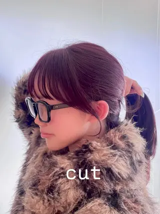 ミディアム カラー ヘアアレンジ 顔周り小顔カット ×ブリーチなしカラーのヘアスタイル