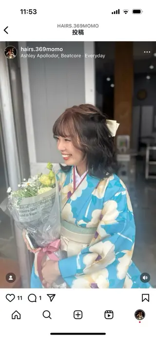 ミディアム miloc MOMOKAのヘアスタイル