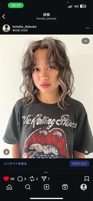 ミディアム カラー ケアパーマ/ケアブリ ーチdaisukeのヘアスタイル