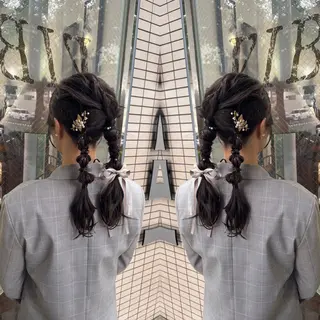 セミロング ヘアアレンジ ☻モエカ/ハイトーン アレンジ☻のヘアスタイル