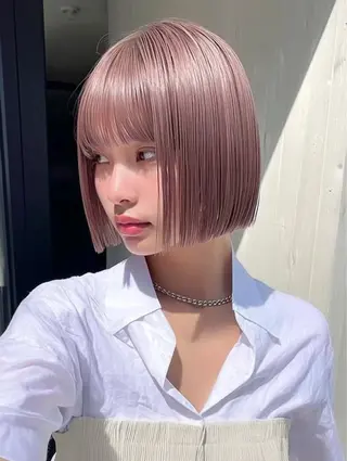 ショート カラー ボブ/透明感ベージュ 🫧クルミ🌟のヘアスタイル