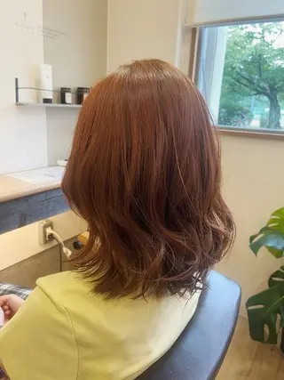 ミディアム ハラちゃんカット✂︎ 透明感🩵ケアカラーのヘアスタイル