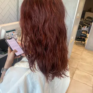 セミロング カラー パーマ 久保田 茜のヘアスタイル