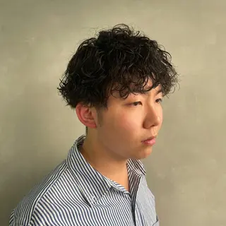 ショート パーマ ヘアアレンジ メンズ 艶髪/髪質改善/ 縮毛矯正⭐️熊野未来のヘアスタイル