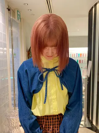 ミディアム カラー メンズパーマ/ブリー チ/motokiのヘアスタイル