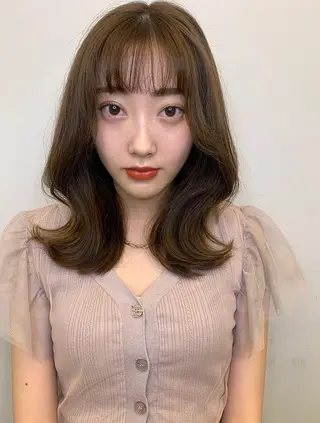 ミディアム カラー 透明感/オリーブ/ グレージュ/YUKAのヘアスタイル