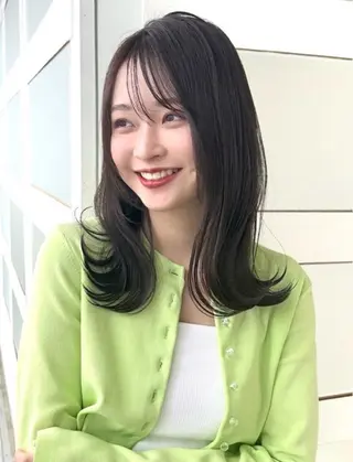 セミロング カラー カット無料｜レイヤー カット｜韓国モテへアのヘアスタイル