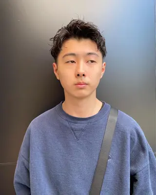 パーマ メンズ スパイキーパーマ 柏NO1 藤本葉のヘアスタイル