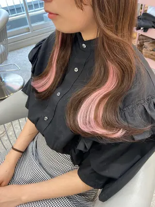 セミロング カラー ヘアアレンジ 新宿/韓国ヘア 中明度カラー/かやのヘアスタイル