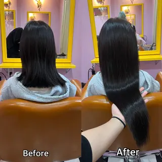 ロング シール＋ちび編み込み エクステ梅田🐨のヘアスタイル