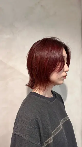 ミディアム カラー Aust hair Stella新宿所属・Yuki☺︎パーマ レイヤーカットのヘアスタイル