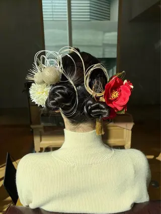 セミロング ヘアアレンジ ほのか/梅田美容室/ 透明感/カットモデルのヘアスタイル