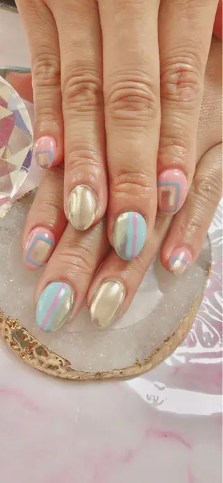 セミロング カラー キッズ ネイル マツエク・マツパ 💎ビューティサロン 湘南　RIRAN💎のネイルデザイン