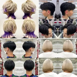 ショート カラー "PEPPU "所属・派手髪、ハイトーン ショートヘアShinのヘアスタイル