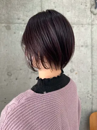 ショート カラー 切りっぱなしボブ/ ブリーチカラー/大塚のヘアスタイル