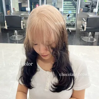 セミロング カラー ヘアアレンジ ハイトーン/透明感 髪質改善/rinaのヘアスタイル