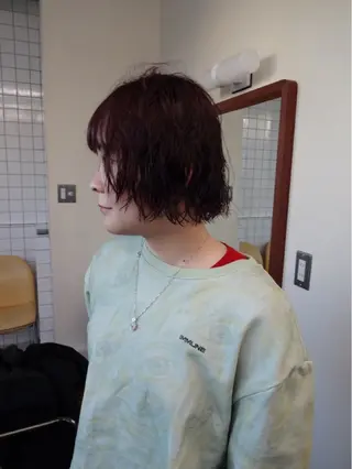 ショート カラー パーマ ボブパーマ/パーマ ウルフパーマのヘアスタイル