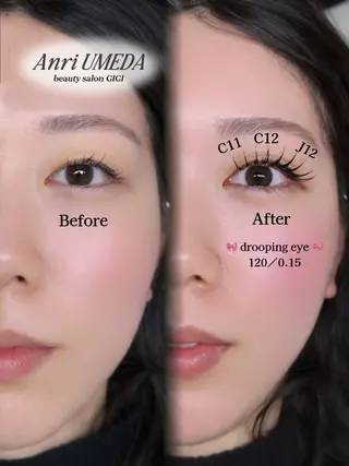 マツエク・マツパ ANRI 束感まつげ 専門ワンホン 西梅田のマツエク・マツパデザイン