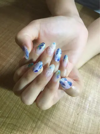 セミロング ネイル ツメトマツゲ .のネイルデザイン