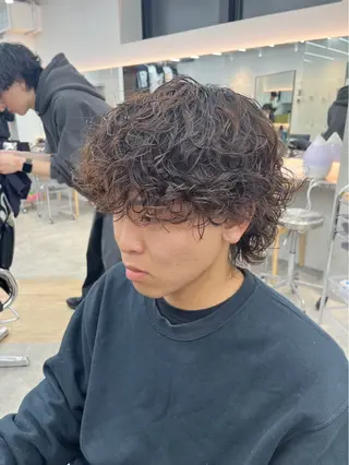 ショート カラー パーマ メンズ 栄💗レイヤーカット ｜韓国風｜haruのヘアスタイル