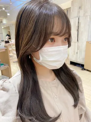 セミロング カラー 顔周り/くびれヘア 韓国ヘア💕風間るなのヘアスタイル