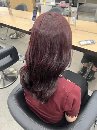 ロング カラー 💗愛され暖色💗 ピンク/レッド💗のヘアスタイル