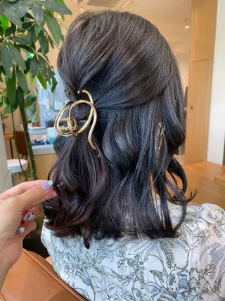 ミディアム カラー パーマ ヘアアレンジ 銀座/前髪顔まわり/ 透明感カラー/danのヘアスタイル