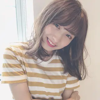 ミディアム カラー ヘアアレンジ 店長/mao/ 前髪/顔周りカットのヘアスタイル