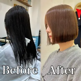 ミディアム カラー 髪質改善【縮毛矯正】 北千住で美髪に導く人のヘアスタイル