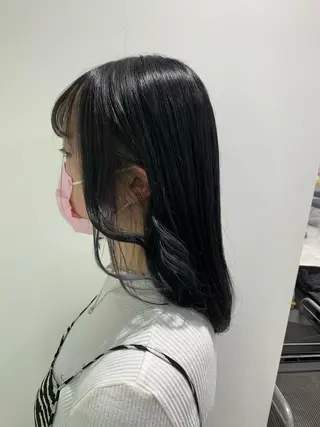 セミロング カラー パーマ ヘアアレンジ ネイル マツエク・マツパ 韓国風ベージュ🤎 赤みなし🌿横浜🤎のヘアスタイル