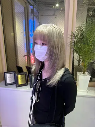 ミディアム 👑ハイトーン👑プ ルエクステ👑だいとのヘアスタイル