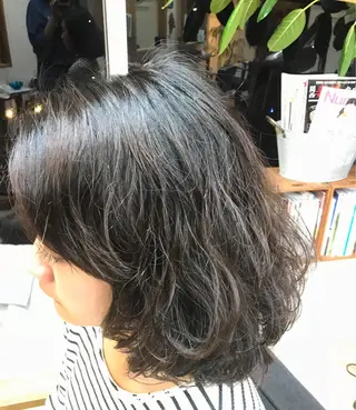 ミディアム パーマ トップスタイリスト 💙藤原 純のヘアスタイル