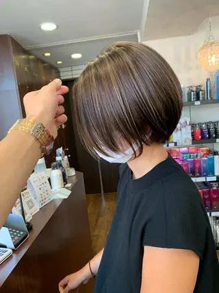 ショート カラー 縮毛矯正/ショート/ レイヤー/畑中正敏のヘアスタイル