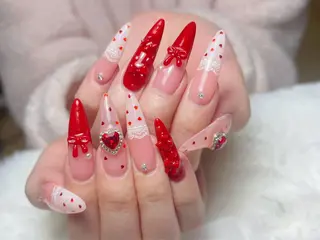 ネイル ユリ🎀長さだし/ パラジェル/持ち込みのネイルデザイン